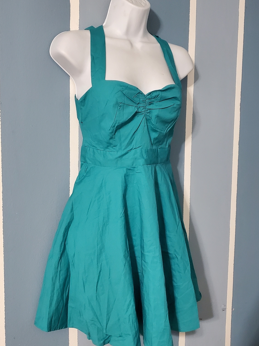 Moda International Teal Fit-and-Flare Mini Dress